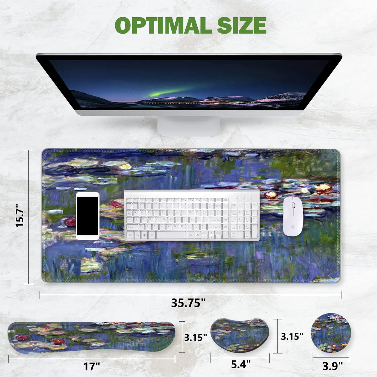 ToLuLu Extended Gaming Mouse Pad, Ergonomic Keyboard Mouse Wrist Rest Set