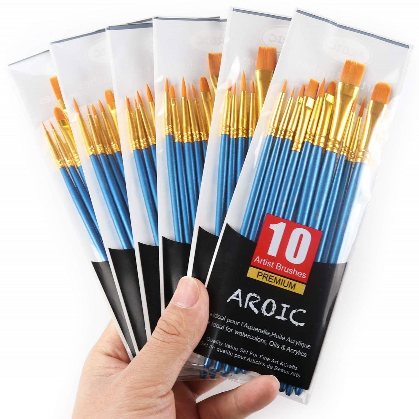 AROIC Painting Brush Set, 30 Packs/300 Pieces, Nylon Brush Head