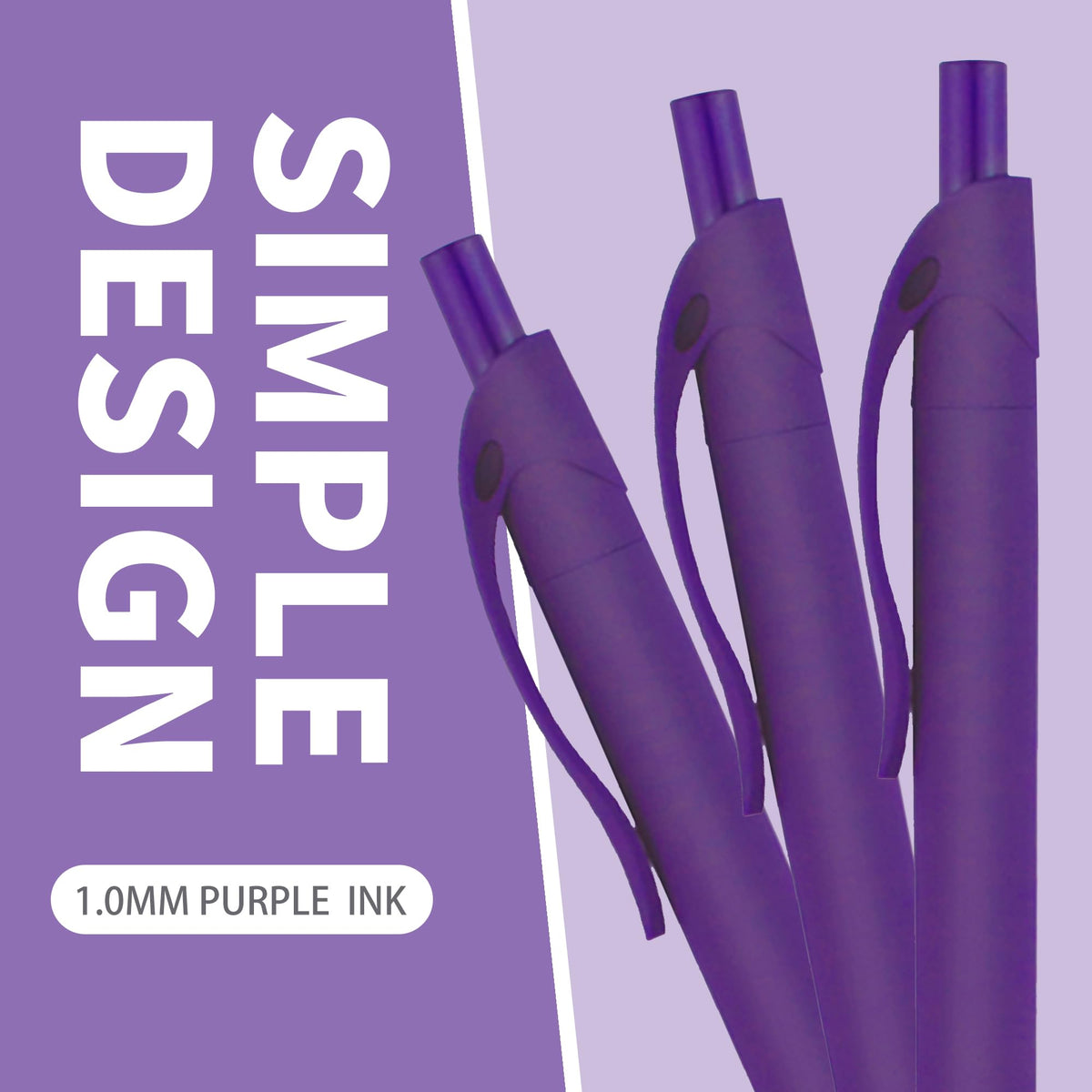 deegtran Pens Bulk, 50 Pack No Bleed Purple Click Pens, Wholesale Retractable Ballpoint Pens