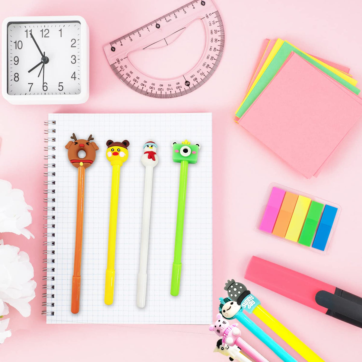 Muiyaneq 70 Pieces Cute Cartoon Gel Black Ink Pens,Random Novelty Kawaii Pens,Cool Assorted Styles