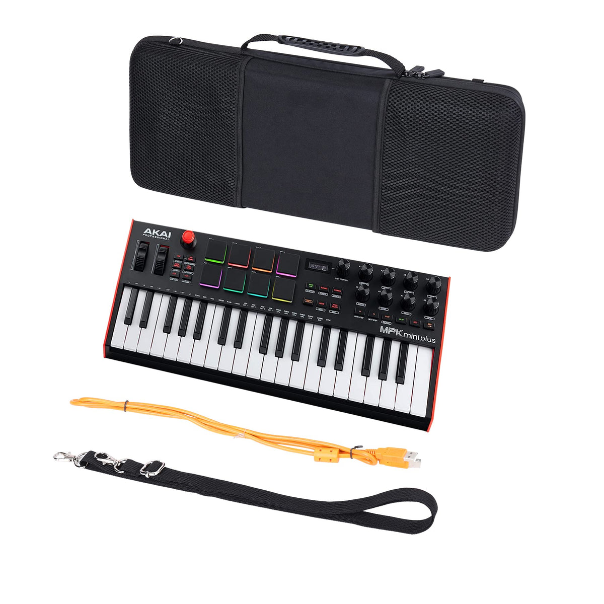 co2CREA Hard Travel Case for Akai MPK Mini Plus 37 Keys Keyboard Controller