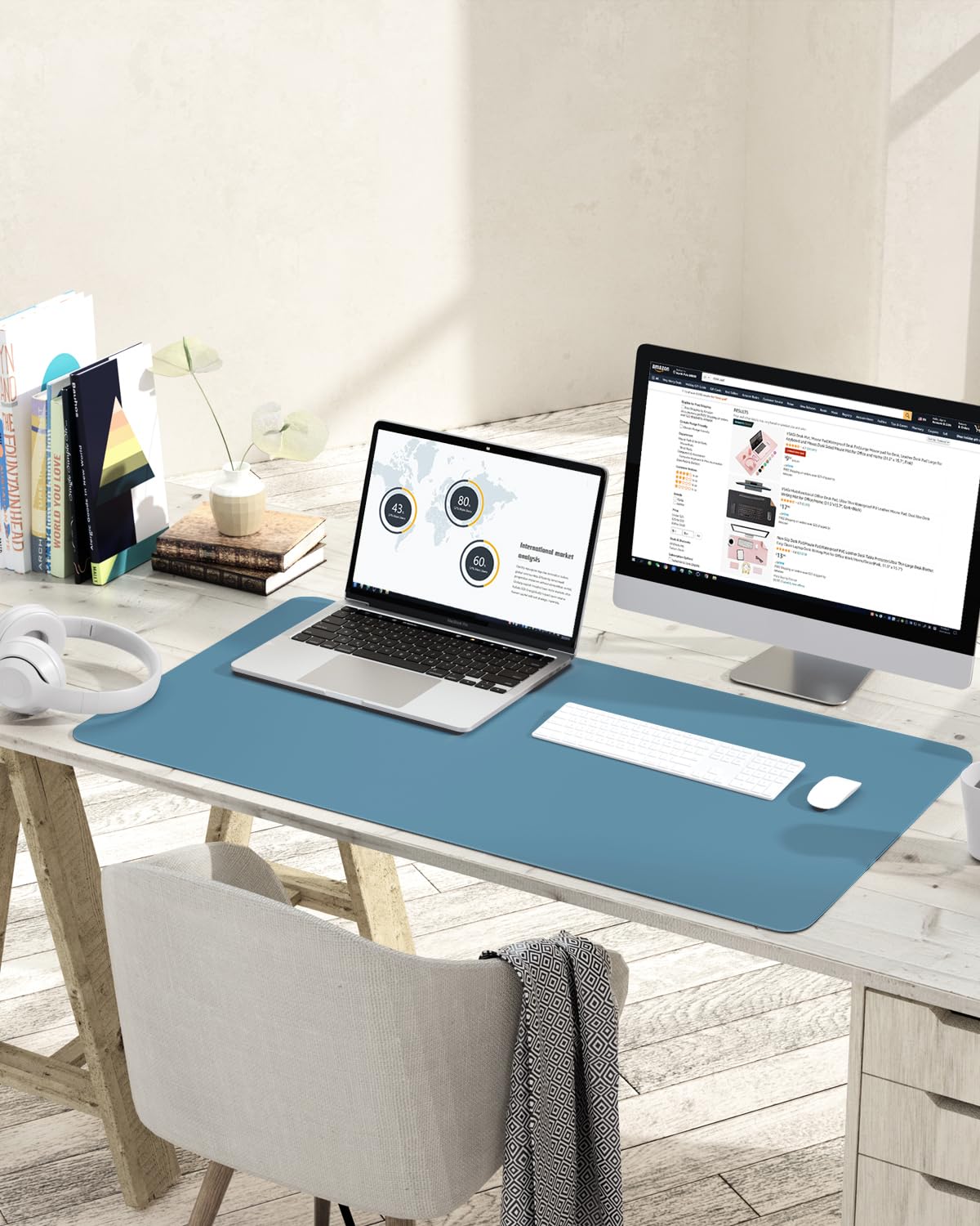 YSAGi Non-Slip Leather Desk Pad L Size, Waterproof Laptop Computer Desk Keyboard Mat, Table