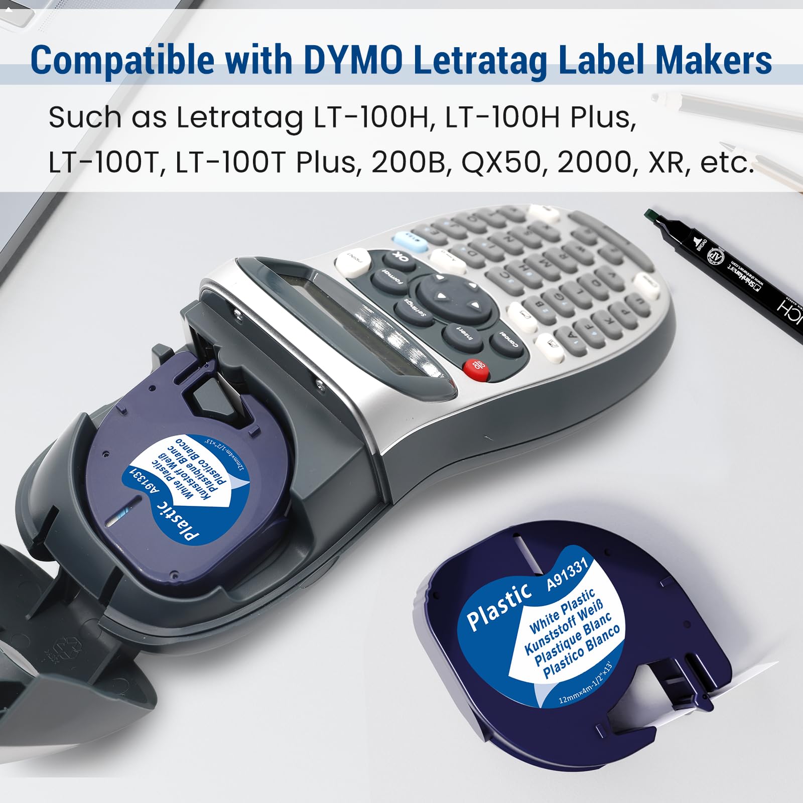 Labelife 91331 Replace for DYMO LetraTag Label Maker Refills White Plastic