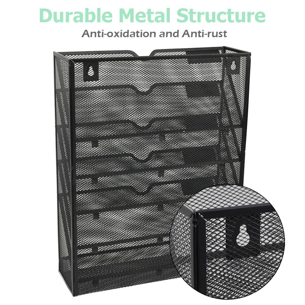 EASEPRES Desk File Organizer Mesh 6-Tier, Hanging Wall Mount Document Organization Stand, Desktop