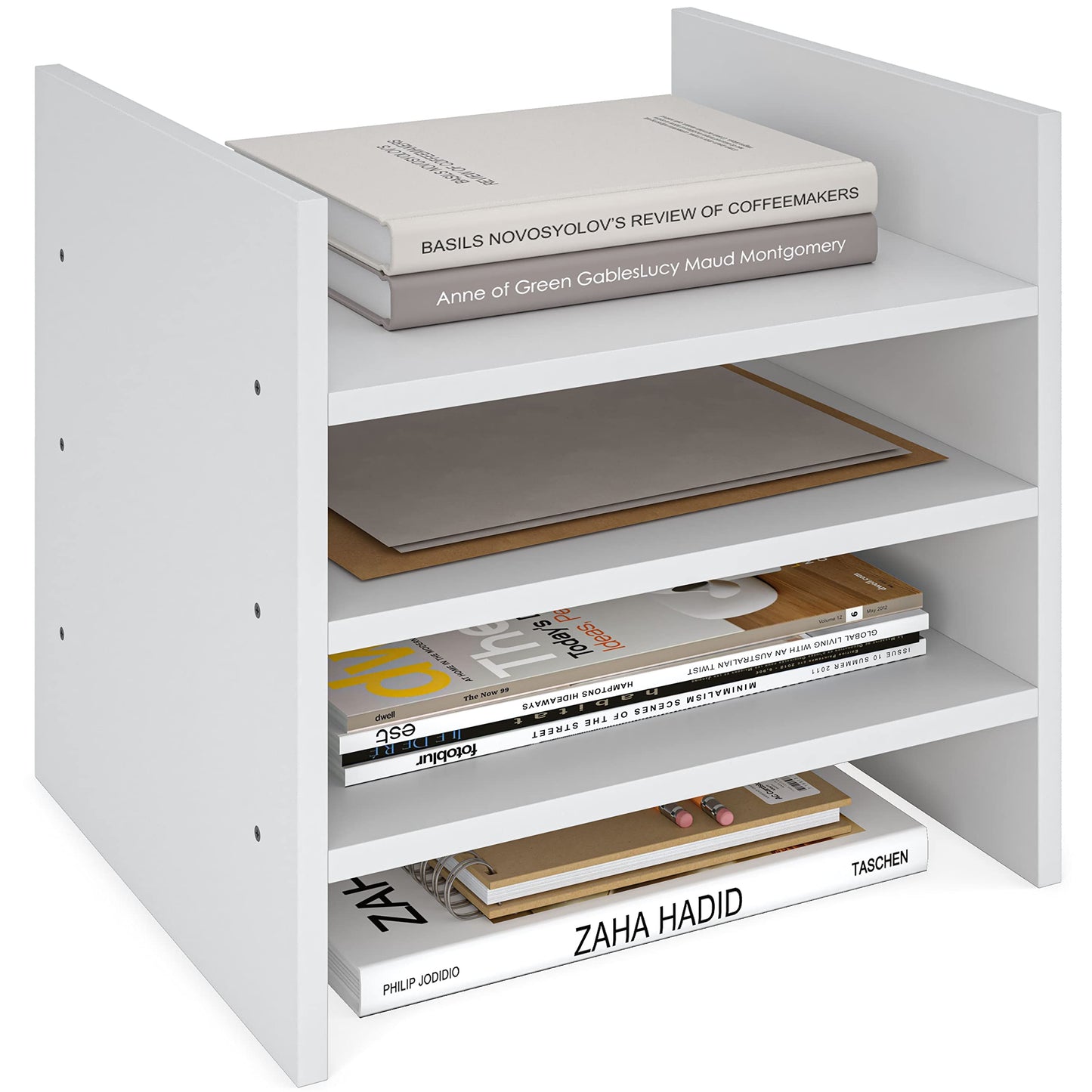 Ballucci 4-Tier Paper Sorter and File Organizer for Desk, Wood Mail Sorter, Fits into IKEA Kallax