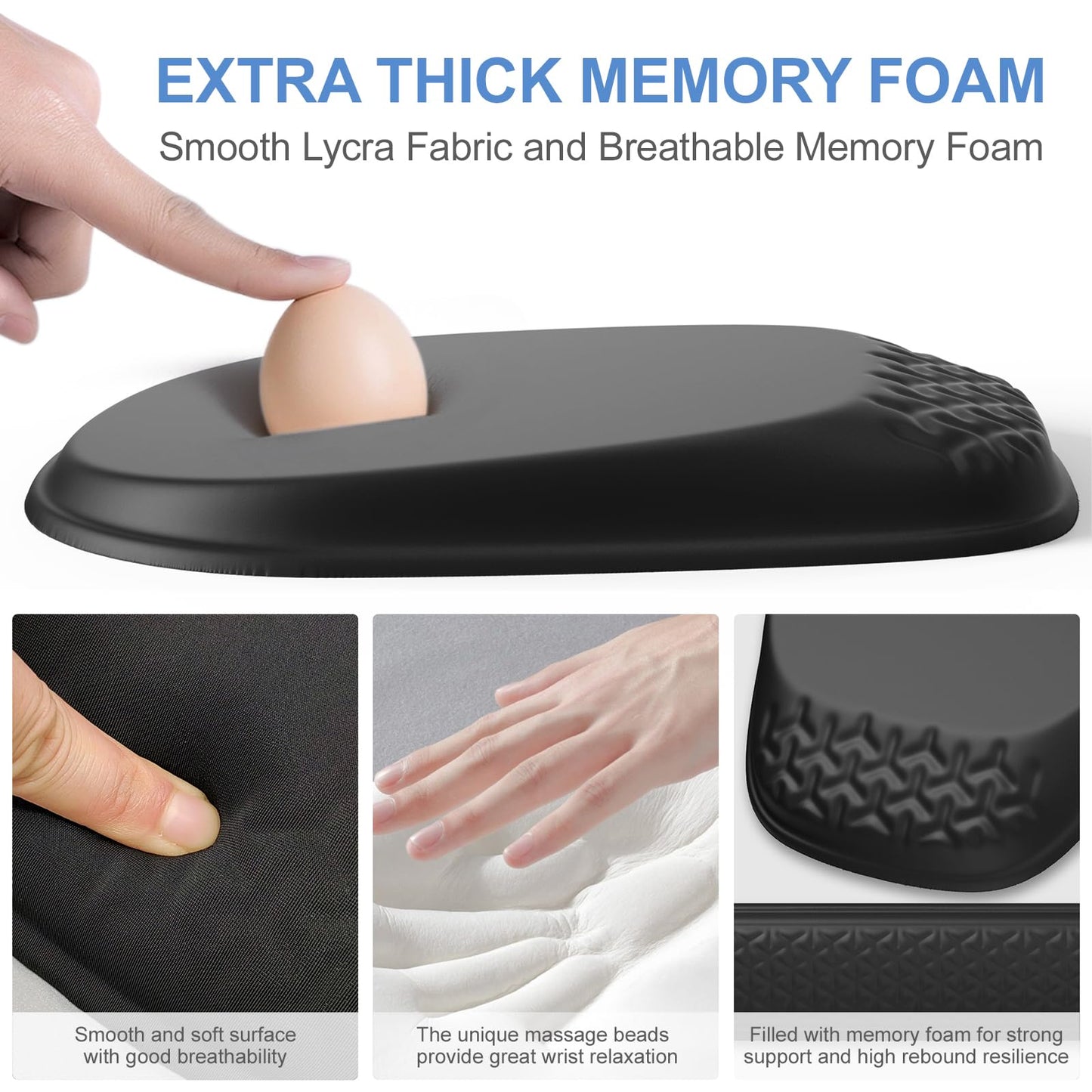 Laokiiy Ergonomic Mouse Pad with Wrist Rest, Memory Foam Support for Office