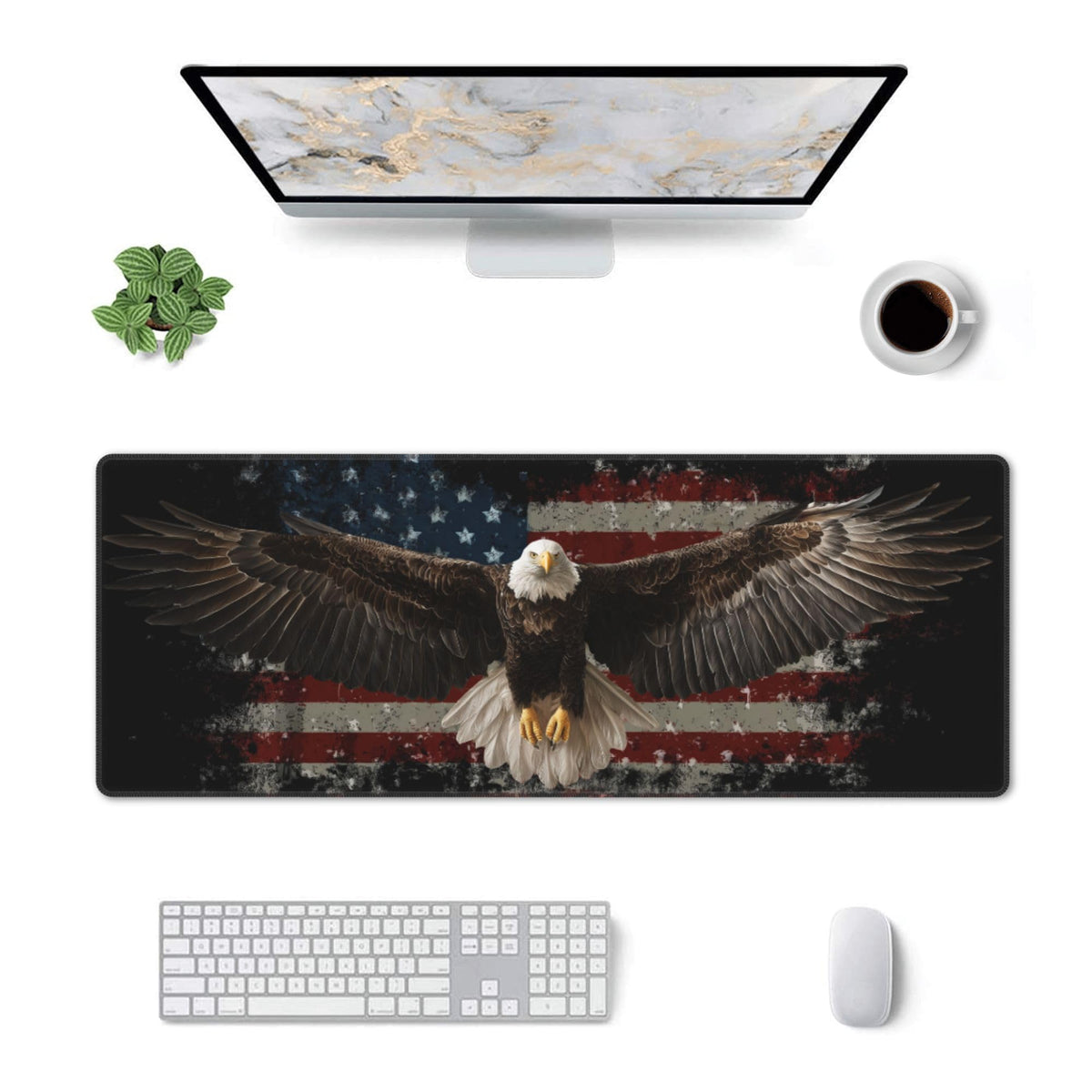 American Flag Bird Mouse Pad Extended Large Gaming Mouse Pad XL Stitched Edges for Gamer Home