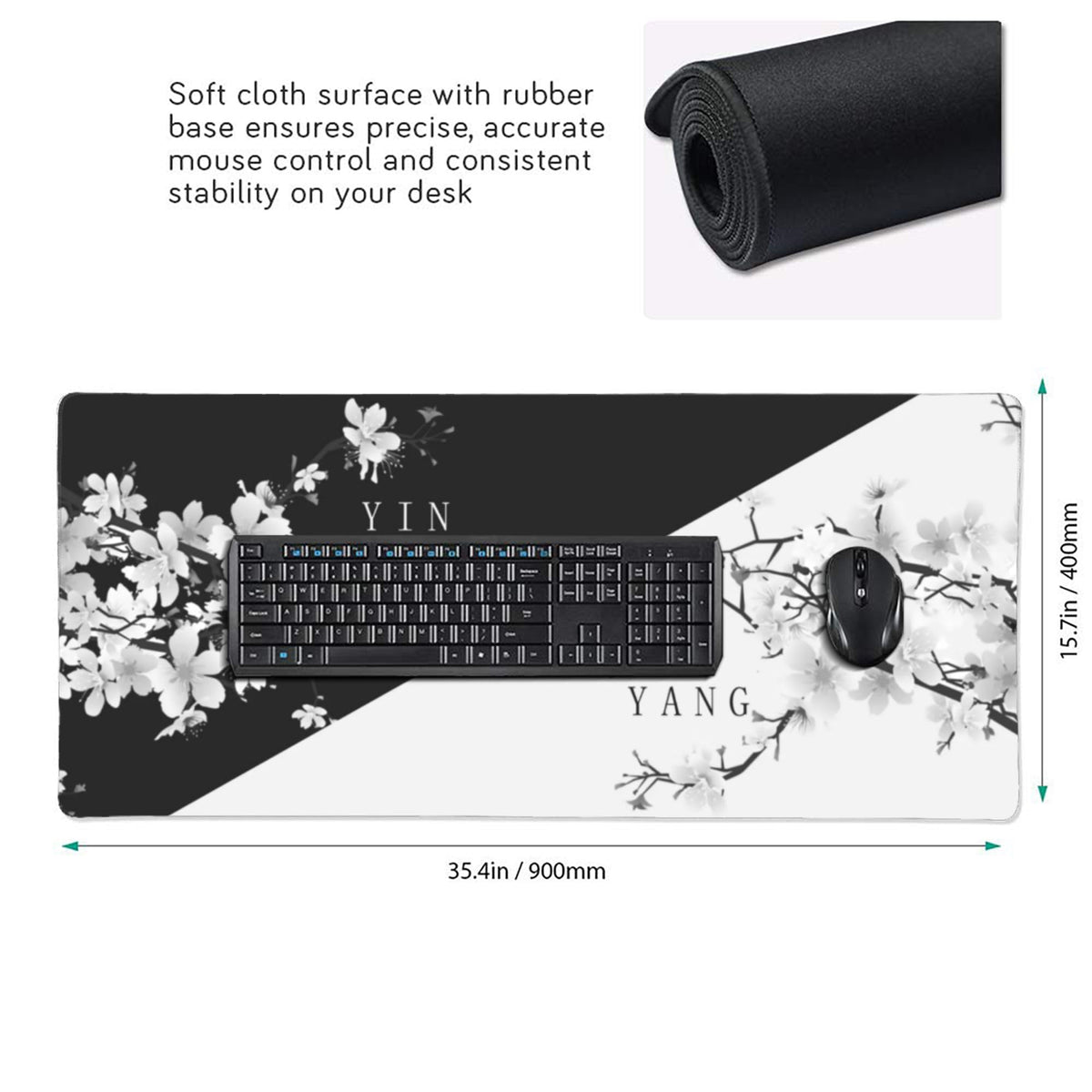 BEYIMEN Japanese Large Gaming Mouse Pad, Cherry Blossom Pattern
