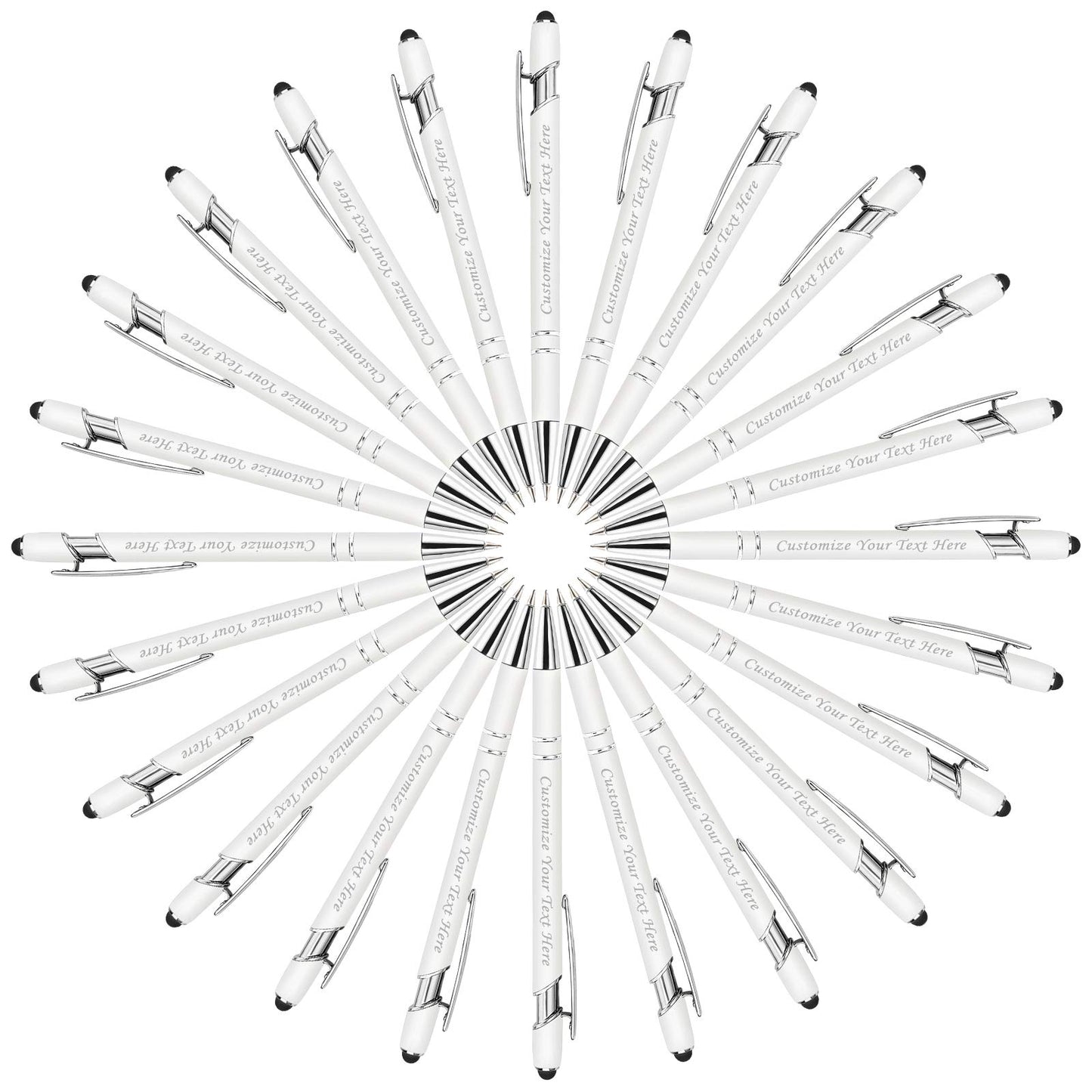 Personalized Pens with Stylus Tip, Custom Engraving Pens 24PCS, Soft Touch Ballpoint Pen, Printed