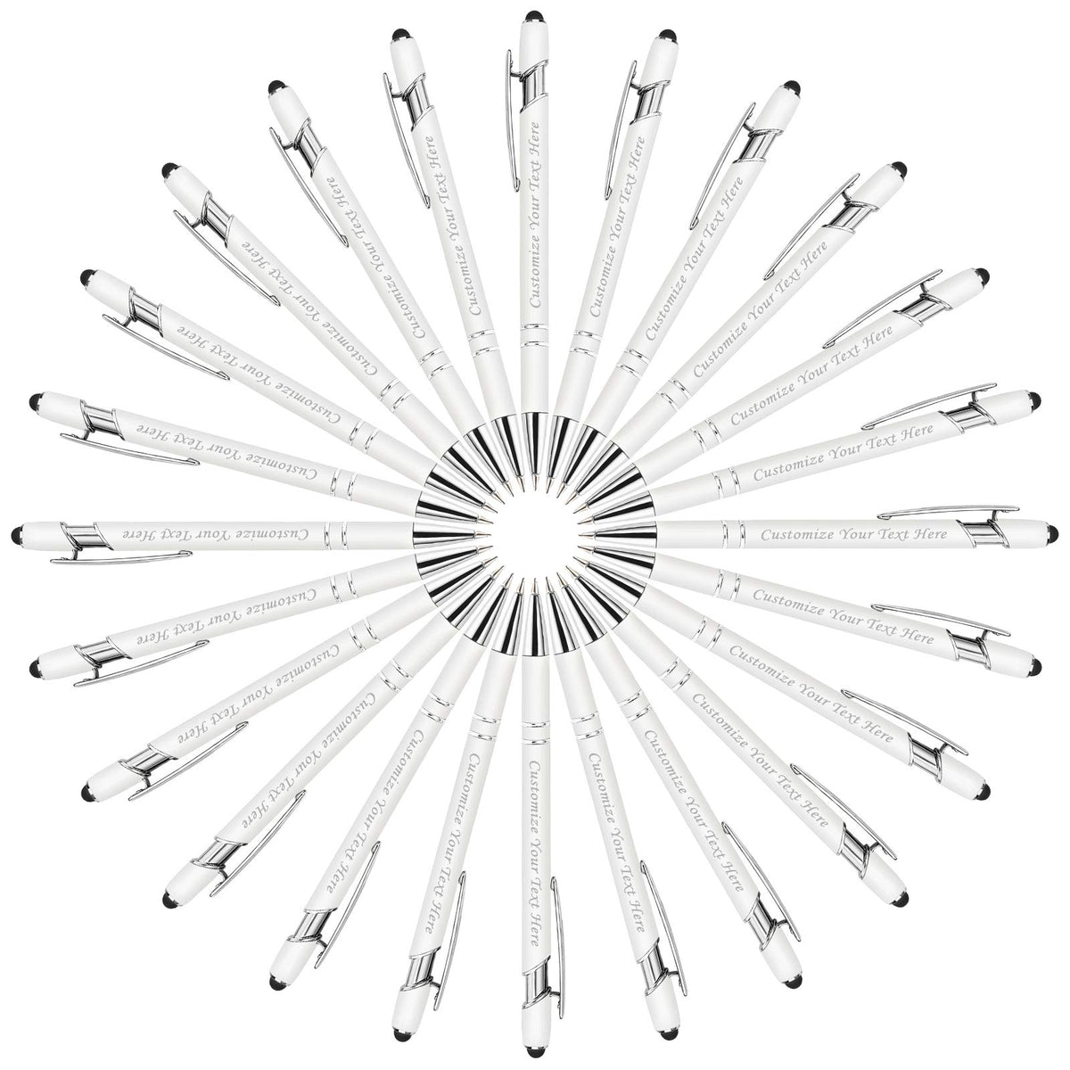 Personalized Pens with Stylus Tip, Custom Engraving Pens 24PCS, Soft Touch Ballpoint Pen, Printed