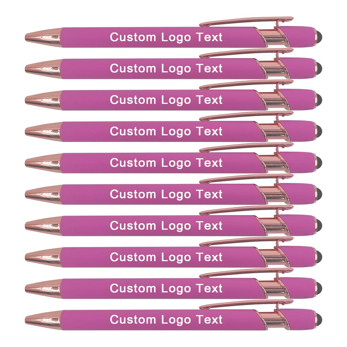 HEYZARDA Personalized Pens Ballpoint with Stylus, Pink, 10 Pcs