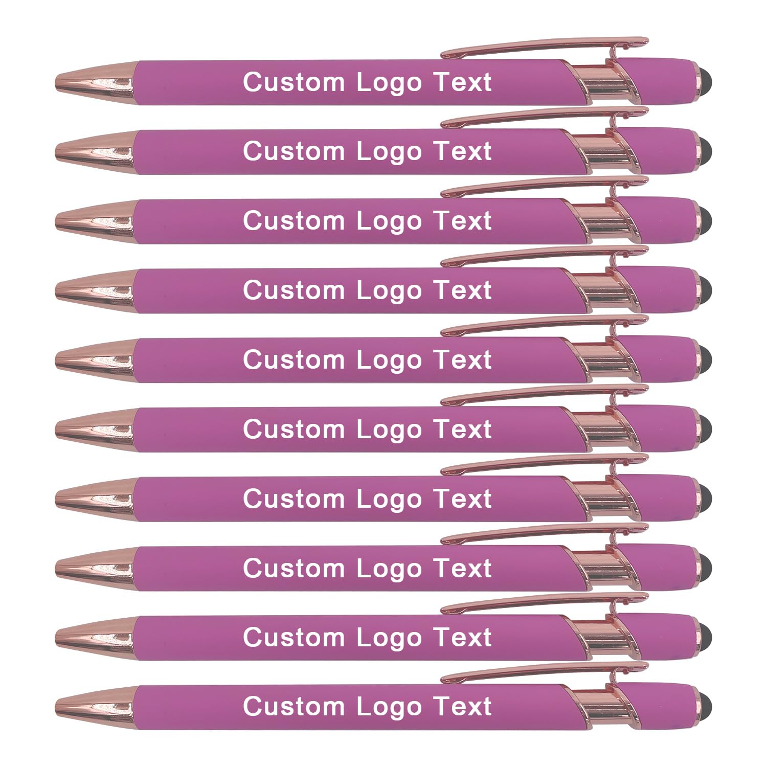 HEYZARDA Personalized Pens Ballpoint with Stylus, Pink, 20 Pcs