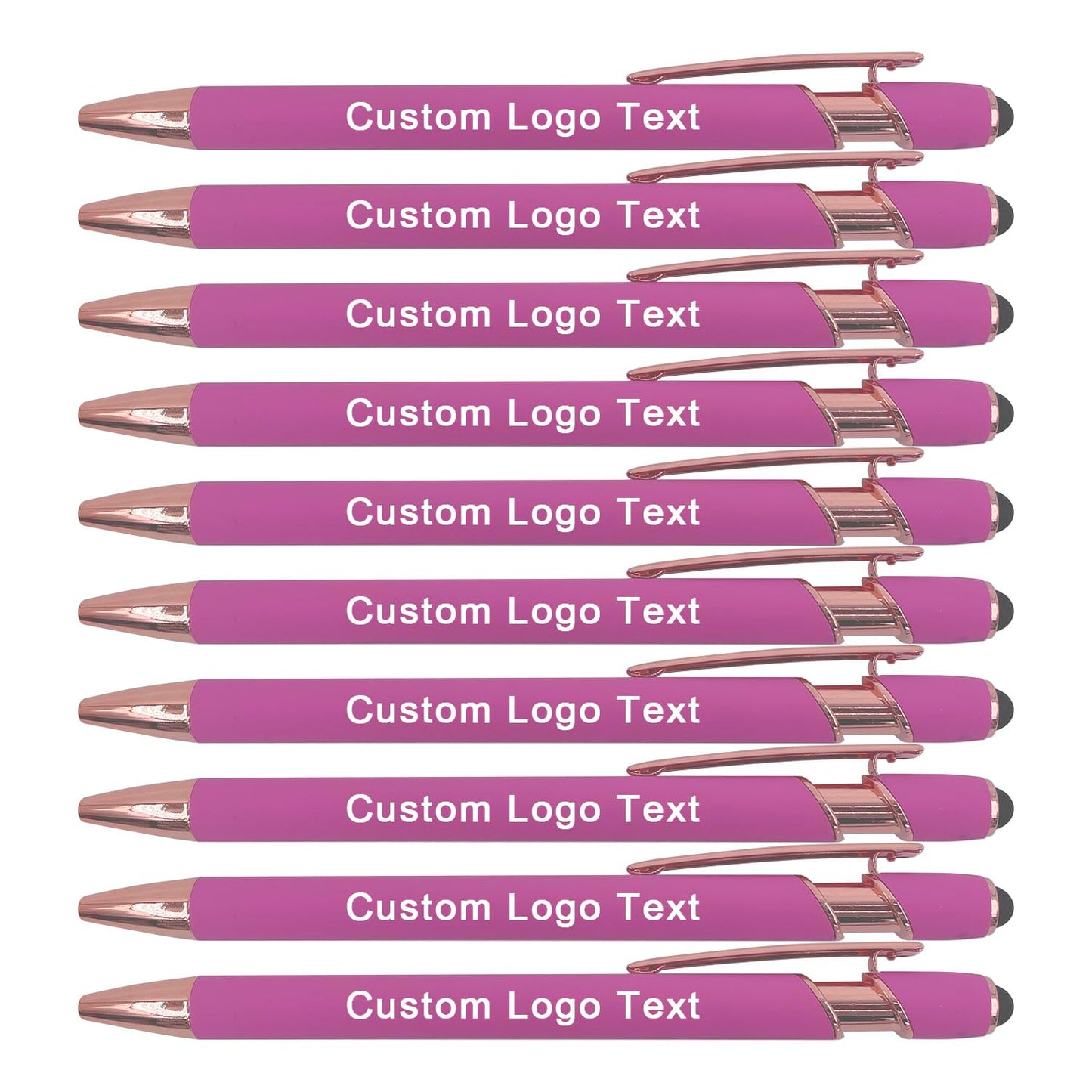 HEYZARDA Personalized Pens Ballpoint with Stylus, Pink, 50 Pcs