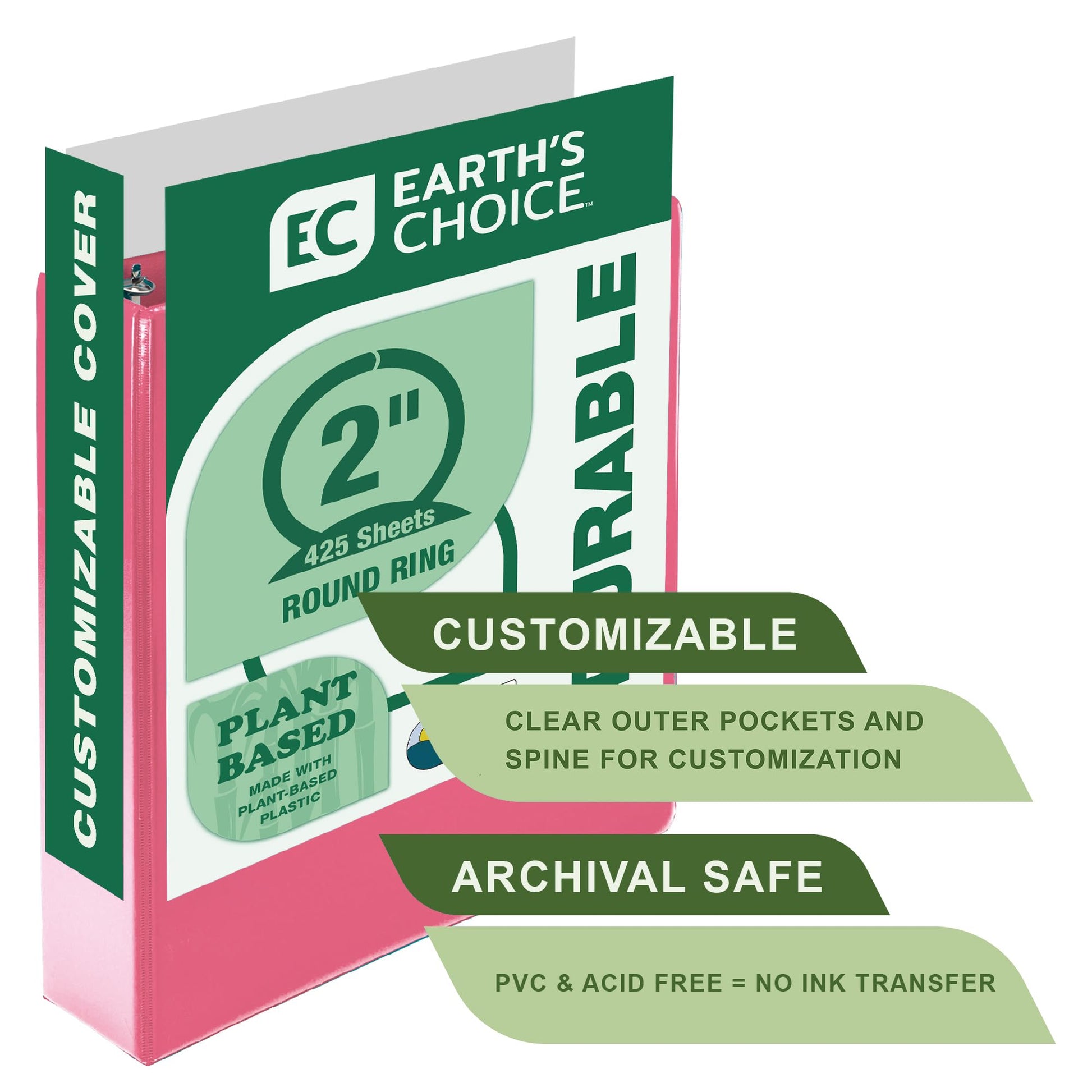 Samsill Plant-Based 2 Inch Durable Round Ring, View Binder, Eco-Friendly, USDA Certified Biobased