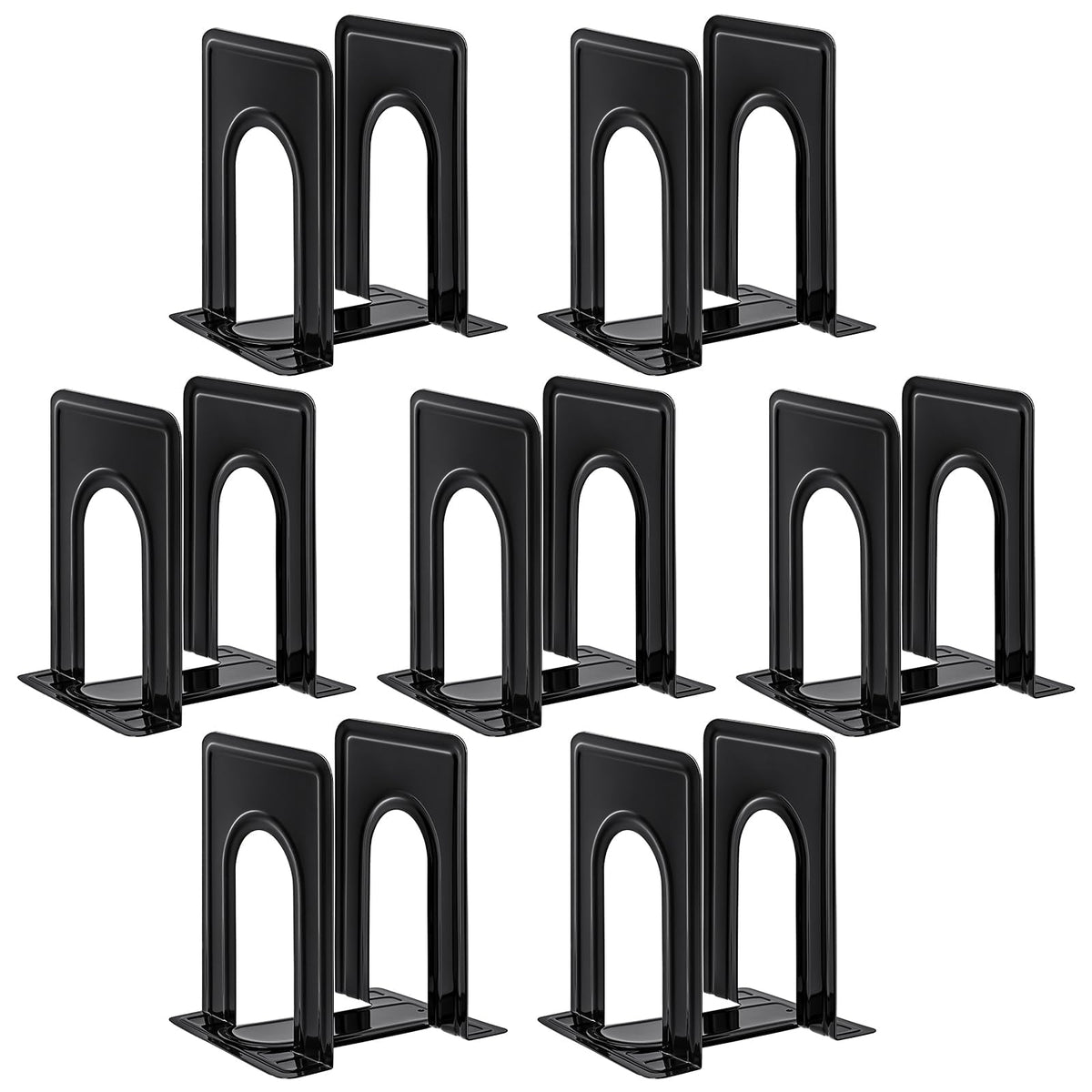 HappyHapi 7 Pairs Book Ends, Heavy Duty Bookends for Shelves, Black