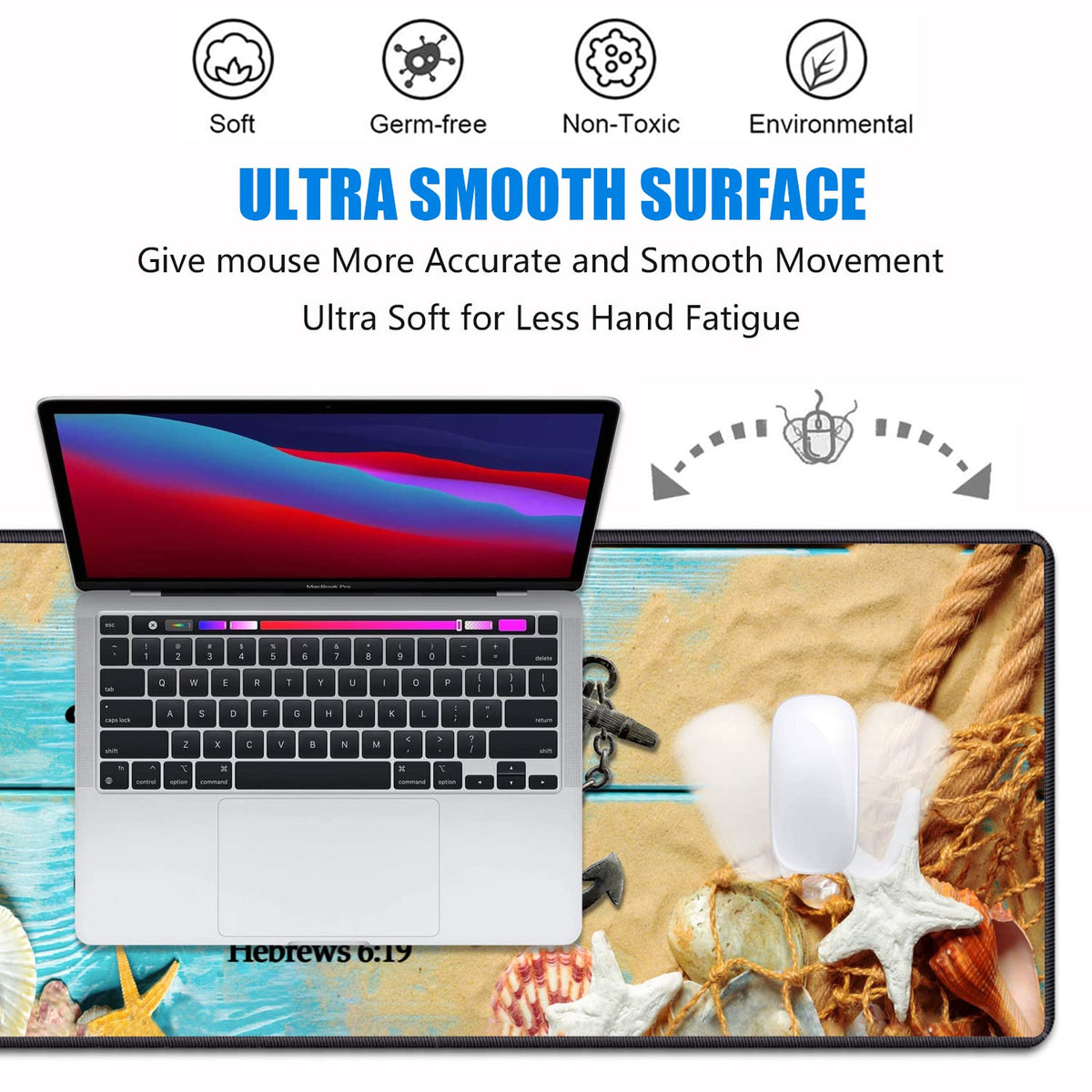Desk Pad Mat With Coasters, 31.5"x 11.8" XXL Large Gaming Mouse Mat With Non-Slip Base and Stitched