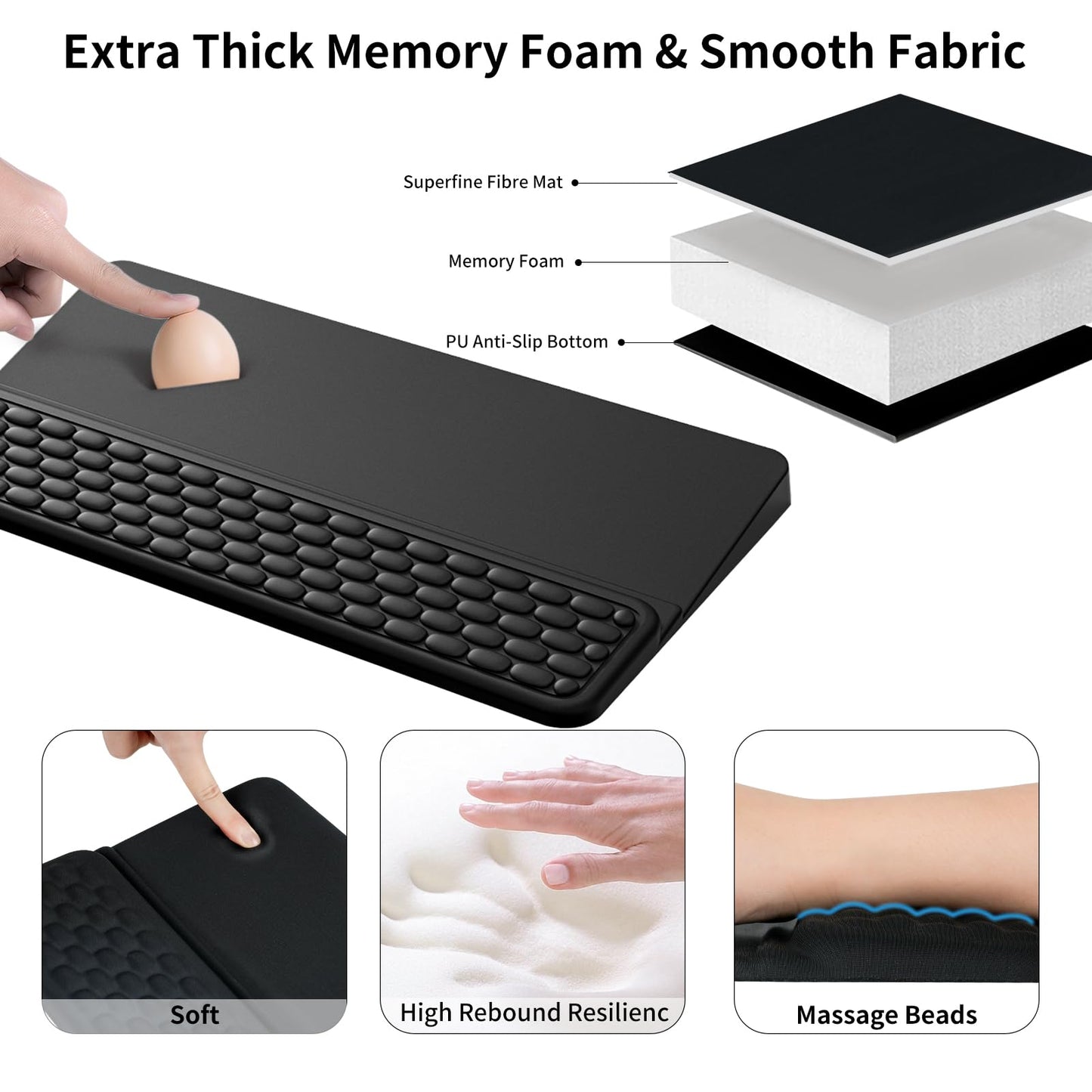 Wrist Rest for Computer Keyboard, Keyboard Wrist Rest, Ergonomic Keyboards Holder for Easy Typing