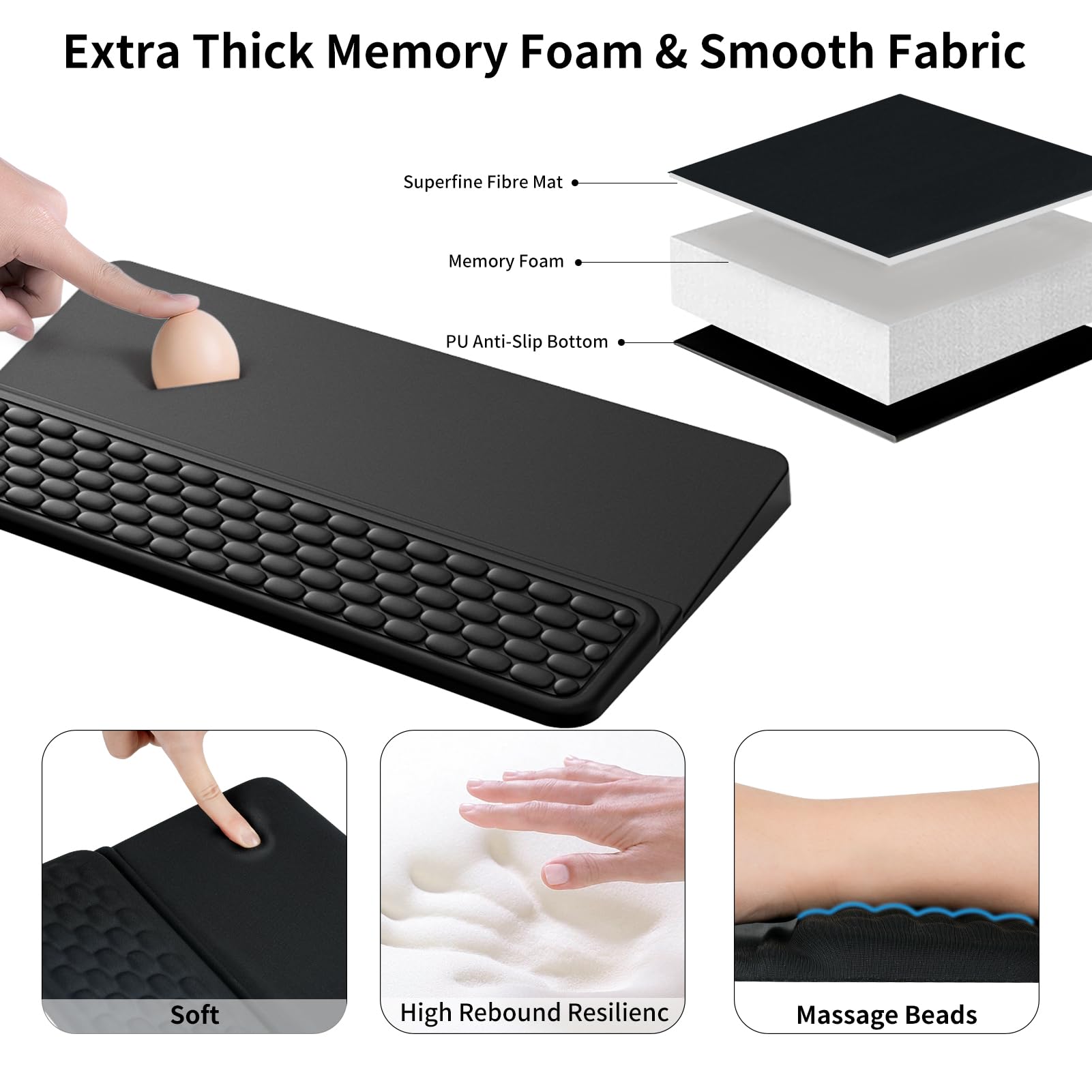 Wrist Rest for Computer Keyboard, Keyboard Wrist Rest, Ergonomic Keyboards Holder for Easy Typing
