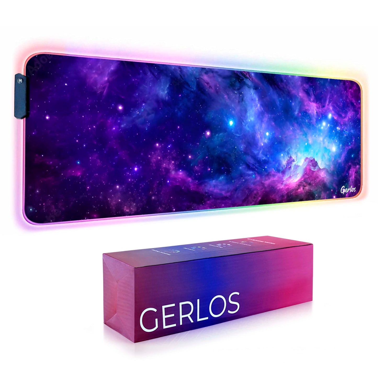 Gerlos RGB Gaming Mouse Pad, Large LED Desk Mat for Gamer, 31.5" x 11.8"