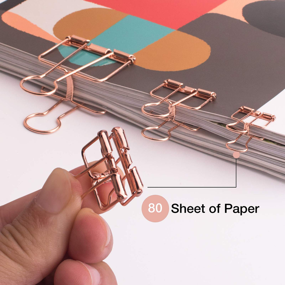Rose Gold Wire Binder Clips & Paper Clips Set, Assorted Sizes