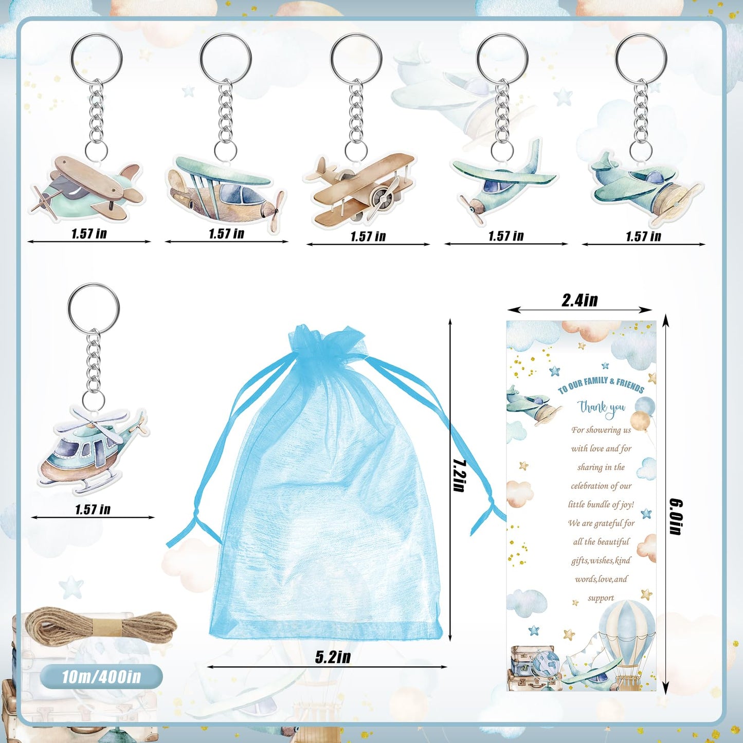 289 Pieces Airplane Baby Shower Favors for Guest Little Explorer Landing Soon Ballpoint Pens and