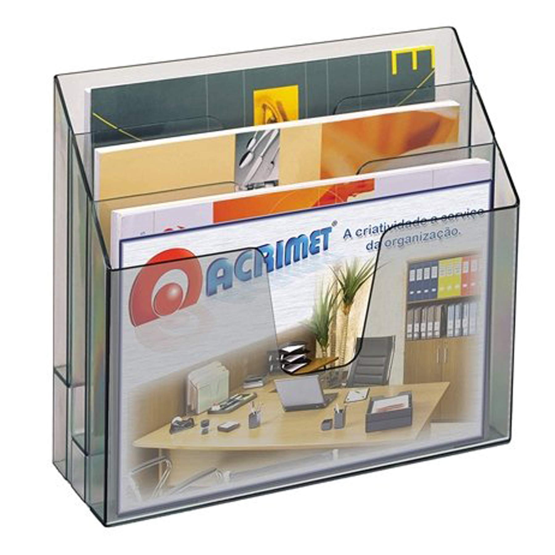 Acrimet Horizontal Triple File Folder Organizer Sorter, Letter, Clear Gray