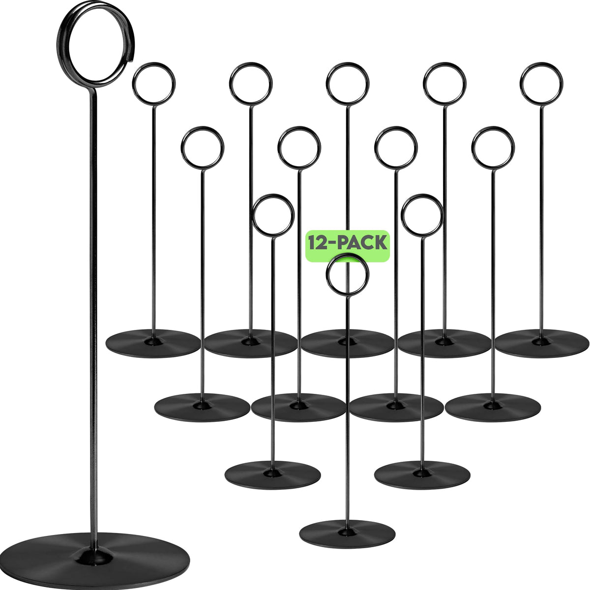 Gray Bunny Metal Table Number Holders, 12 Pack, 8 in Tall, Black, Card Holders Tabletop Table