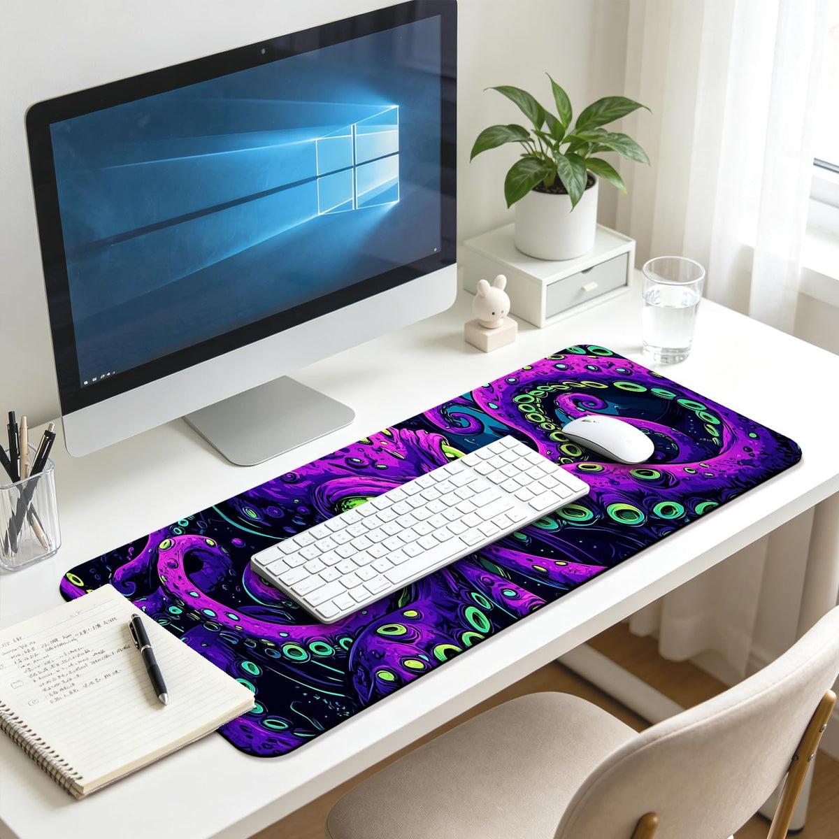 JIANG100 Mystic Purple Octopus Gaming Desk Mat, Extended Mouse Pad, XL