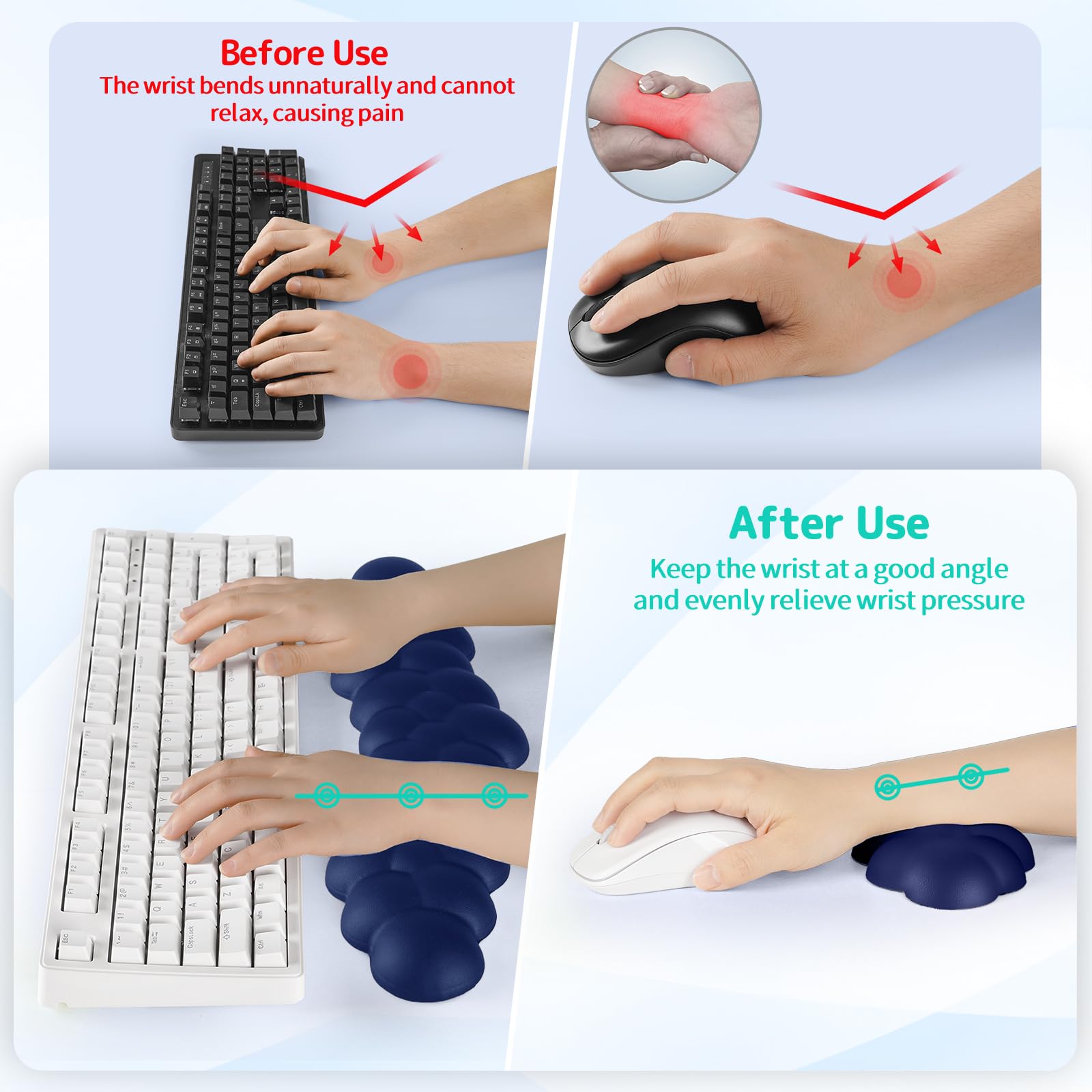 Sushret Cloud Wrist Rest for Keyboard and Mouse, Cloud Keyboard Wrist Rest
