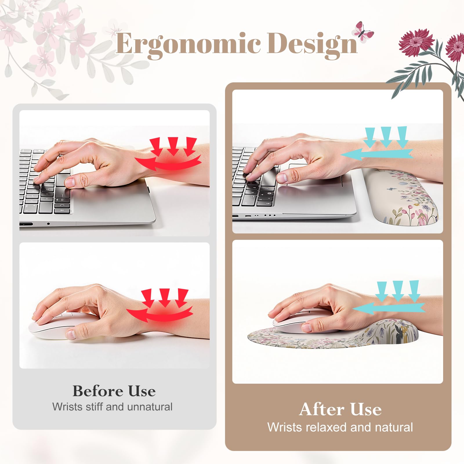 iLeadon Scalloped Desk Mat,Large Mouse Pad with Wrist Rest and Keyboard Pad