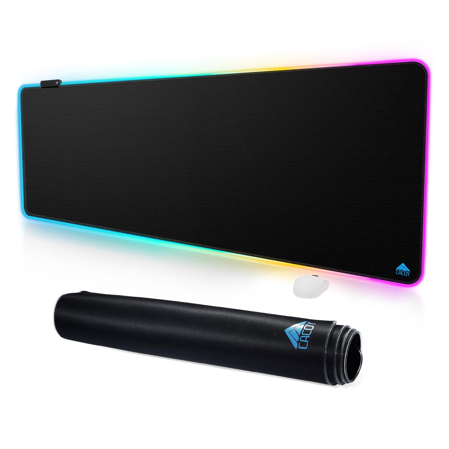 Cacoy 63"x20" Large RGB Gaming Mouse Pad, XXL LED Computer Mouse Mat, Black