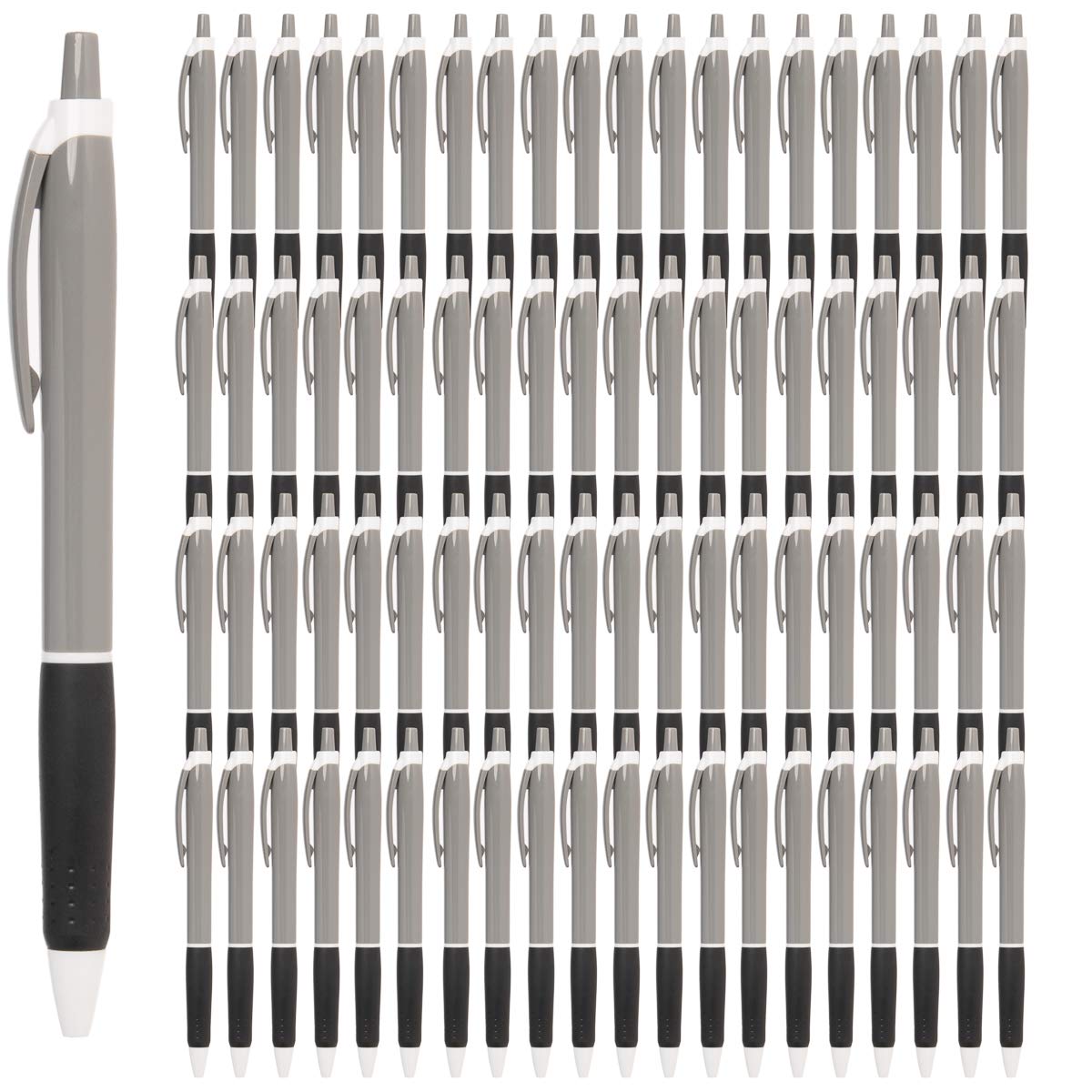 Simply Genius Retractable Ballpoint Pens - 100-Pack, Black Ink, Gray & Black, 1.0mm Medium Point