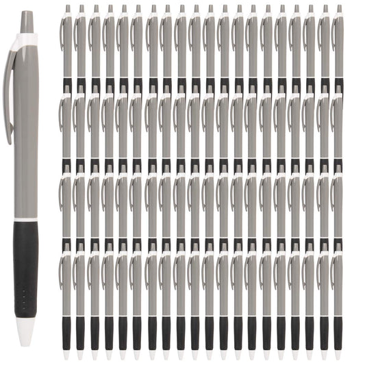 Simply Genius Retractable Ballpoint Pens - 100-Pack, Black Ink, Gray & Black, 1.0mm Medium Point