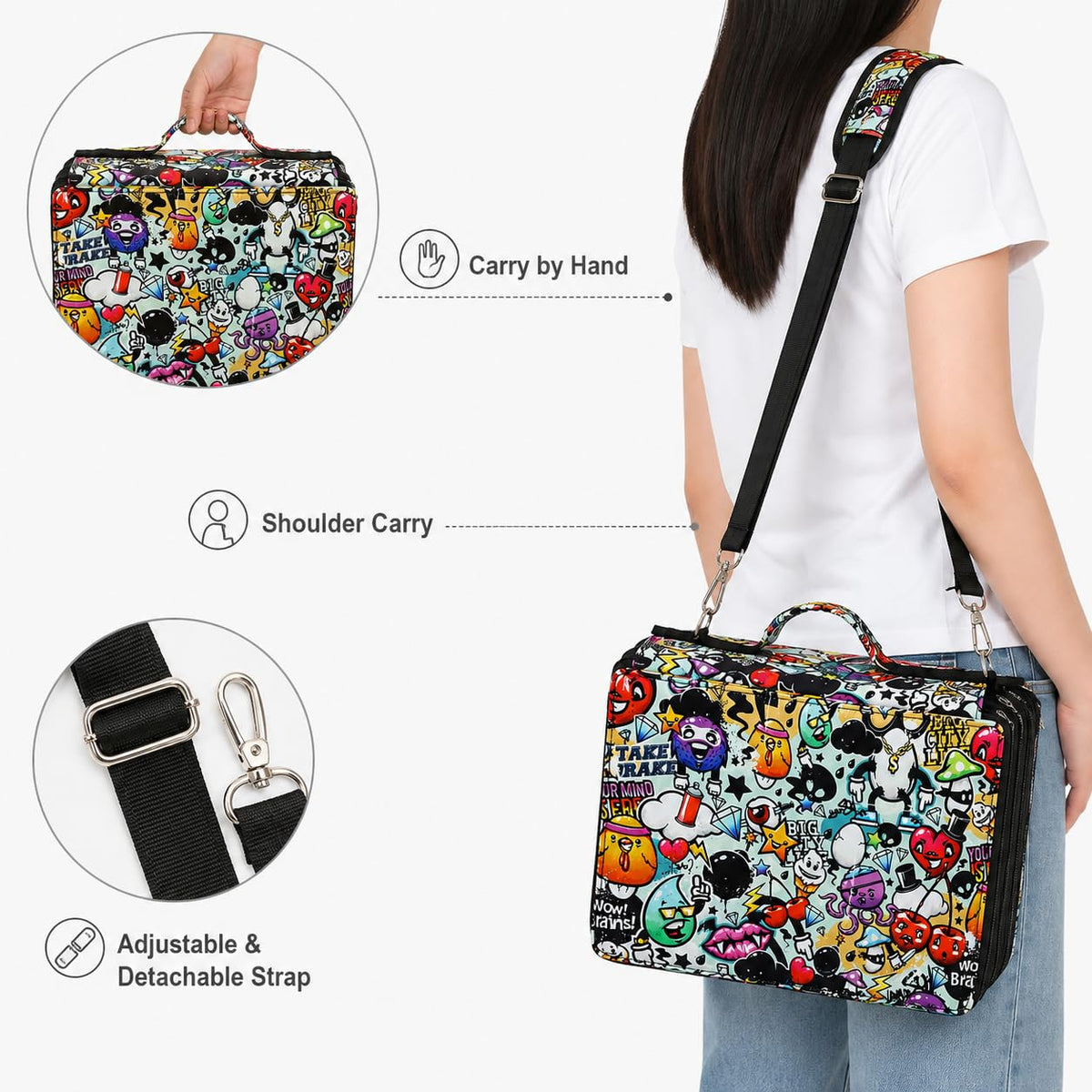 Lbxgap 224-Slot Marker Organizer Bag, 4-Layer Case with Strap