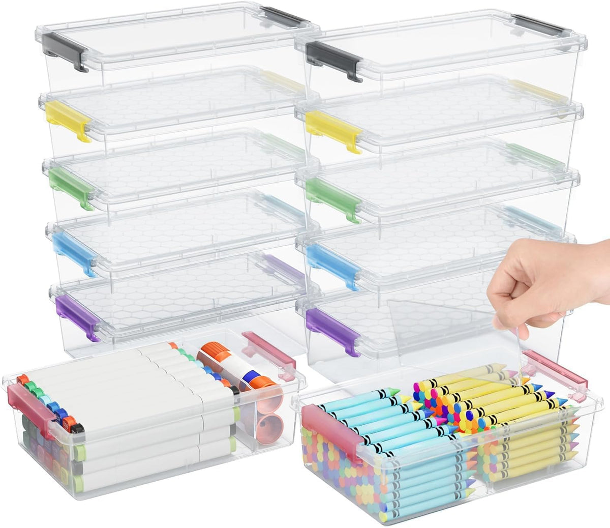 GEOPHIA 12 Pack Extra Large Pencil Box with Removable Divider, Thickened Pencil Case Bulk, Clear