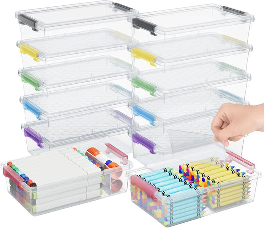 GEOPHIA 12 Pack Extra Large Pencil Box with Removable Divider, Thickened Pencil Case Bulk, Clear