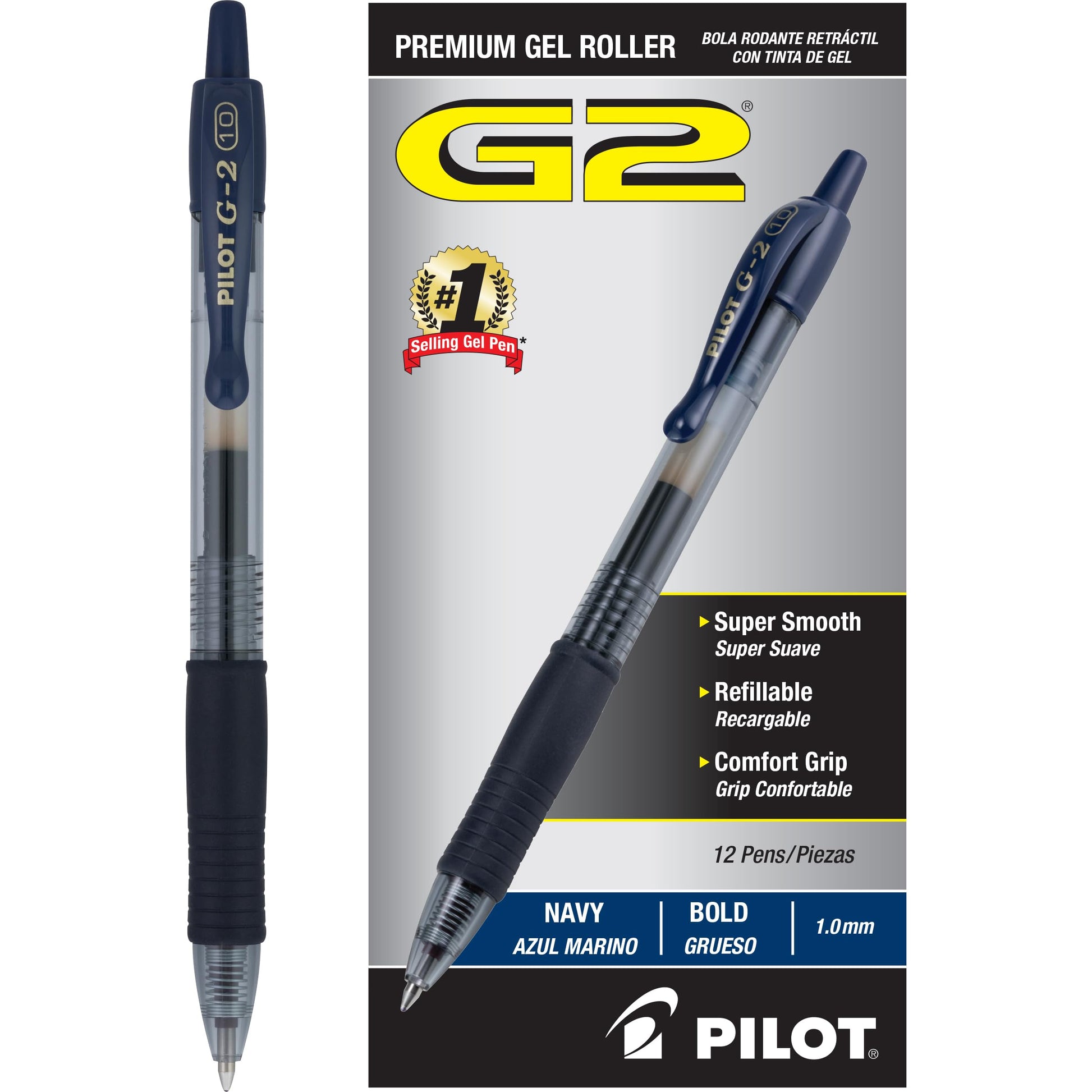 PILOT G2 Premium Gel Pens, Bold Point 1.0mm, Navy Ink, 12-Pack