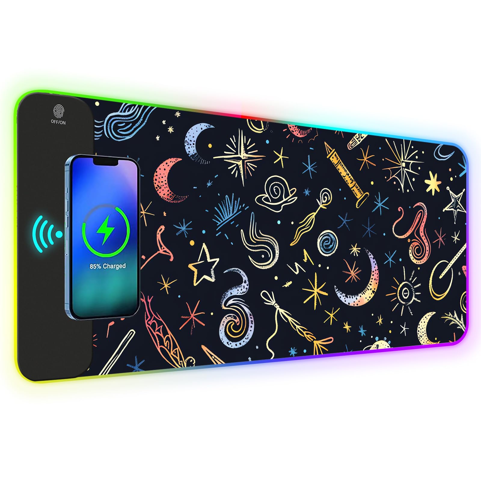 AIMSA RGB Gaming Mouse Pad with Wireless Charging, Large Keyboard Mouse Pad with 14 LED Light