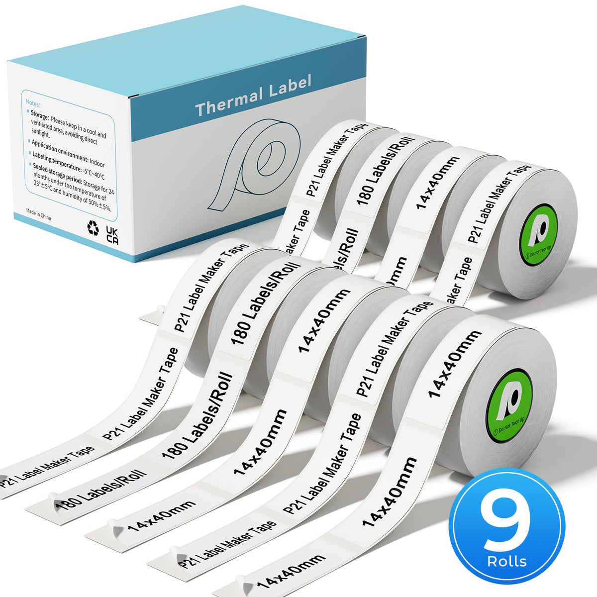 9 Rolls Compatible with Nelko P21,NDYIN N12,ORGSTA S001 Label Maker Tape