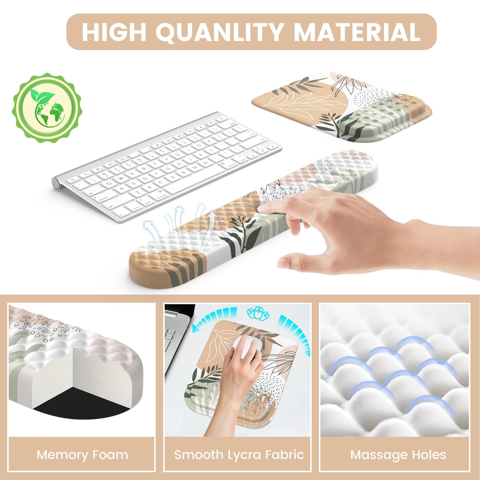 HAOCOO Computer Desk Mat Large, Ergonomic Mouse Pad with Wrist Rest and Keyboard Wrist Pad, 4 in 1