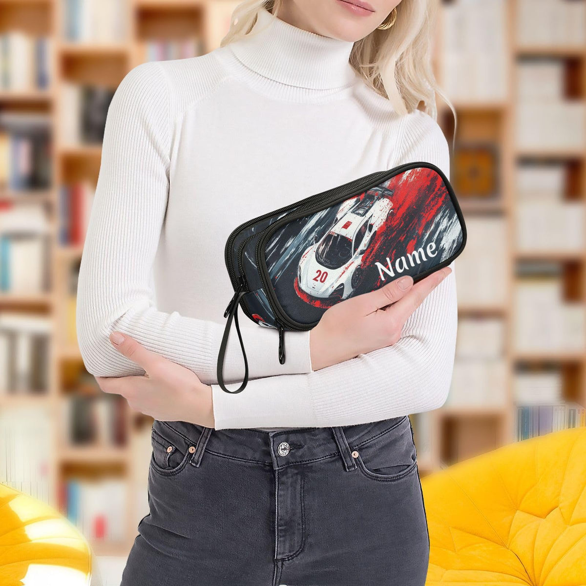 BOENLE Custom Racing Car Truck Pencil Case Box Boys Girls Personalized Name Large Pencil Pouch