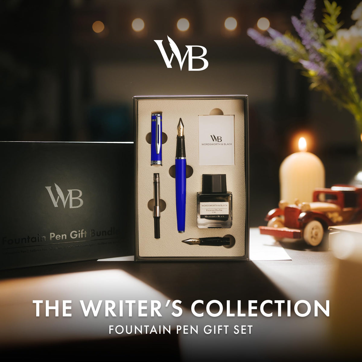 Wordsworth & Black Fountain Pen Gift Set, Medium & Extra Fine Nib, Blue