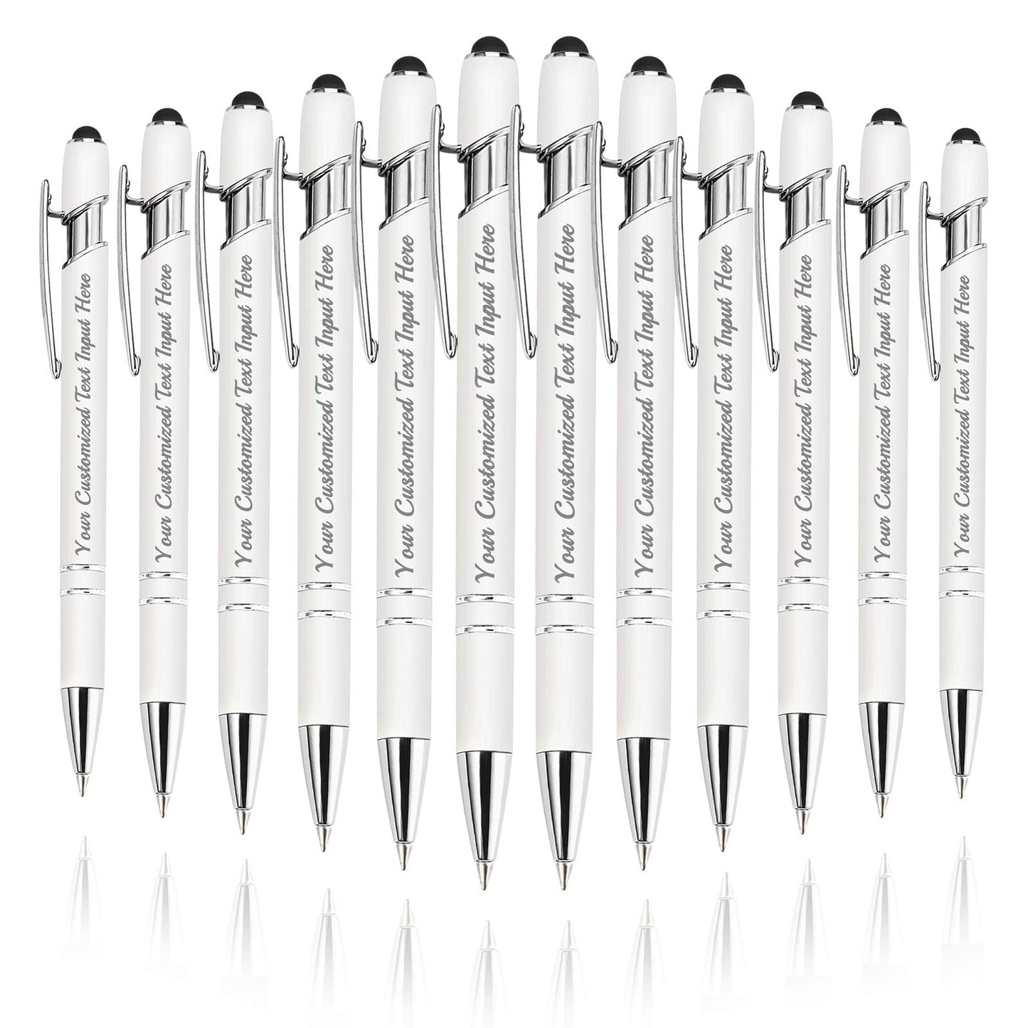 Betenshtresk Personalized Ballpoint Pen 12pcs, Custom Pens Free Engraved Bulk with Name Logo, Soft