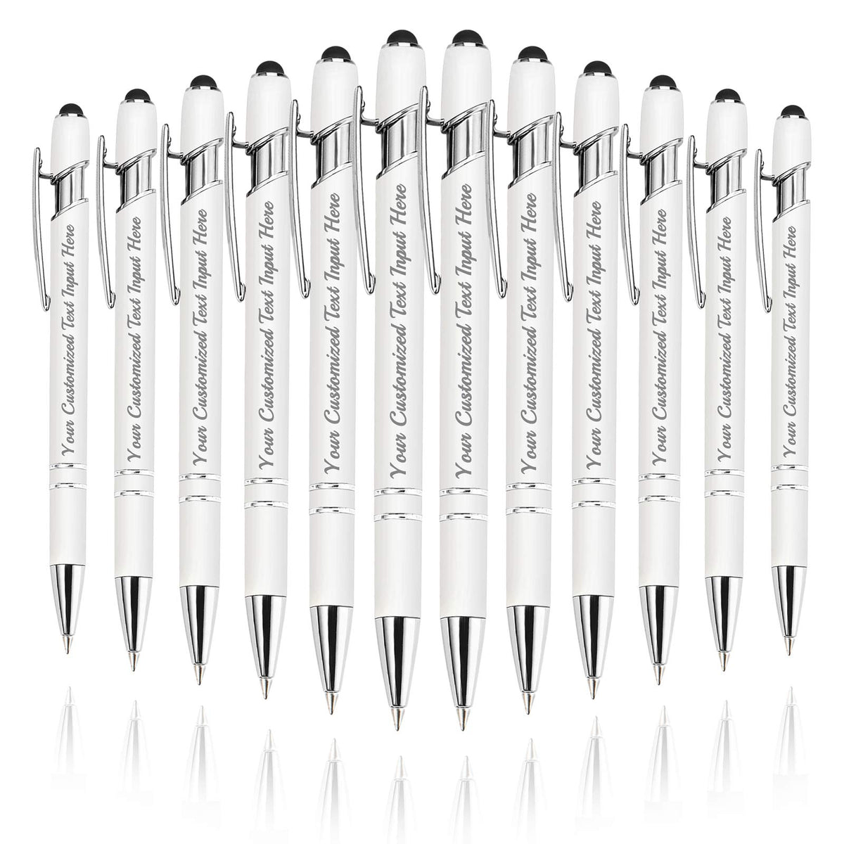 Betenshtresk Personalized Ballpoint Pen 12pcs, Custom Pens Free Engraved Bulk with Name Logo, Soft
