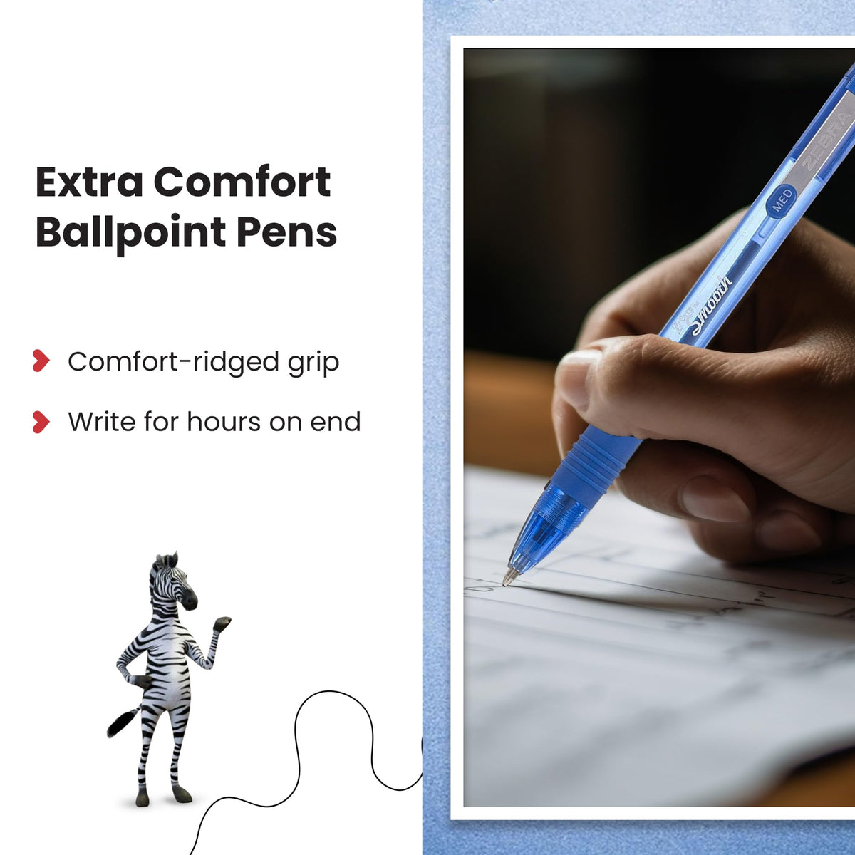 Zebra Pen Z Grip Smooth Multi- Coloured & Black Ballpoint Pens, Smooth & Comfortable Retractable