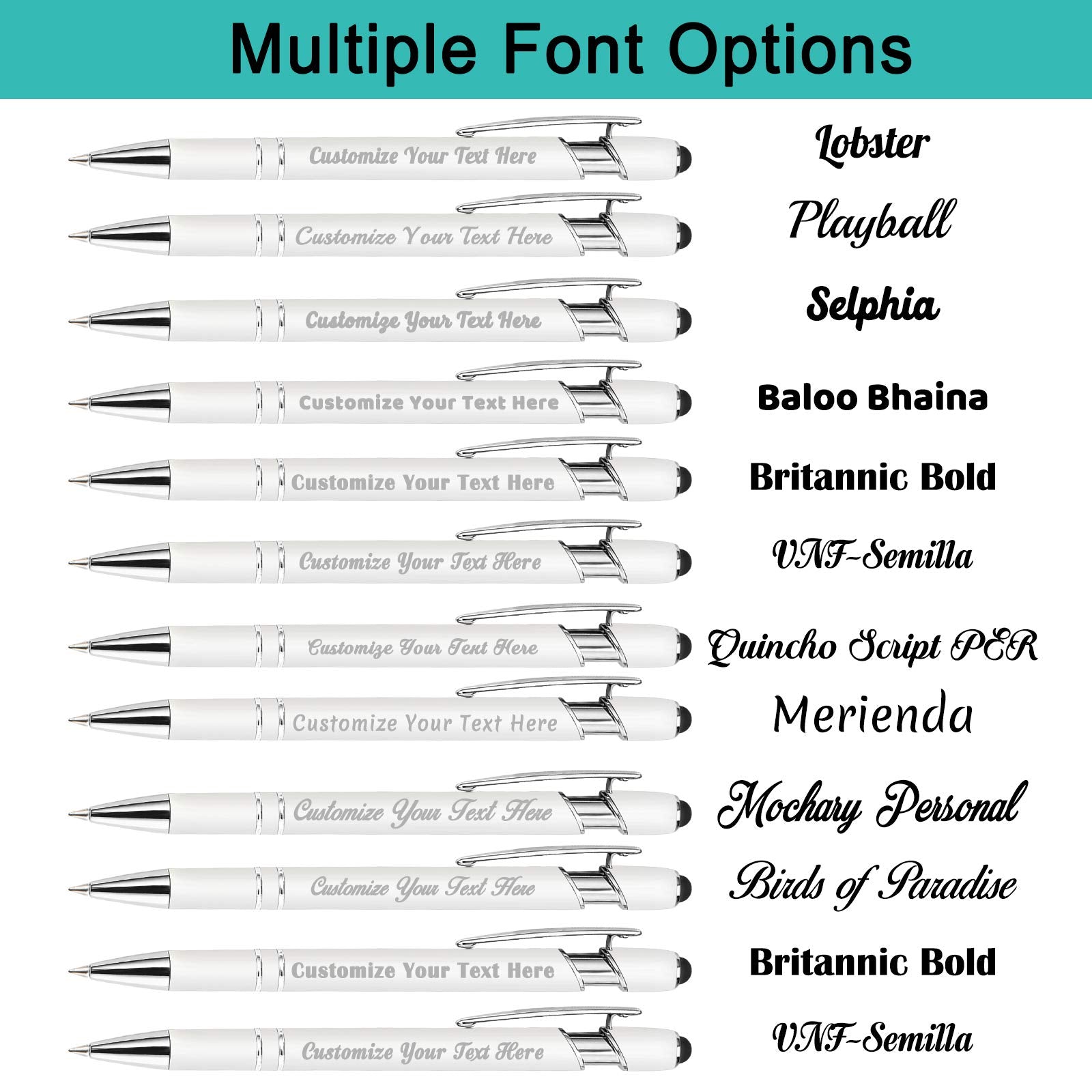 Aolun Personalised Pen,Custom Engraved Ballpoint Pen with Stylus,Soft Touch Metal,Enter Name,Logo