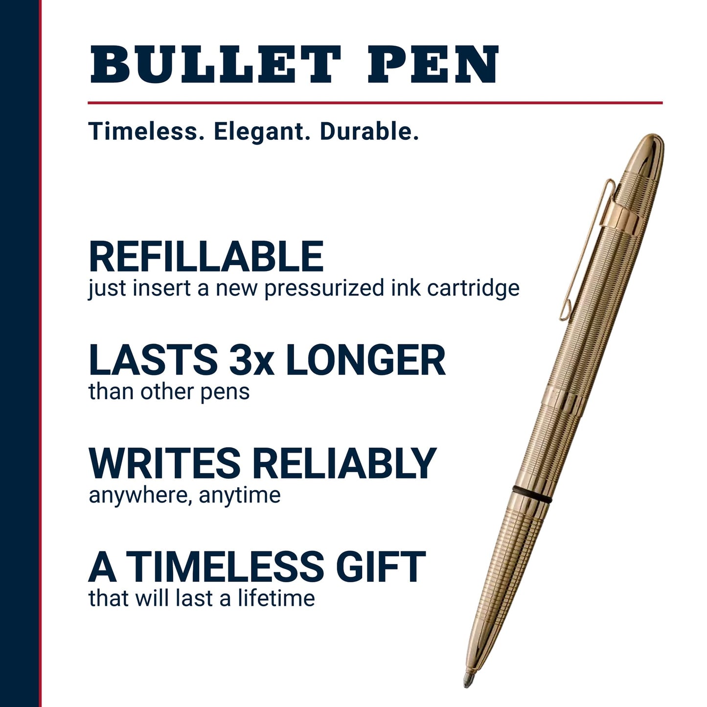 Fisher Space Pen Lacquered Brass Pressurized Ballpoint Bullet Pen, Gift Box
