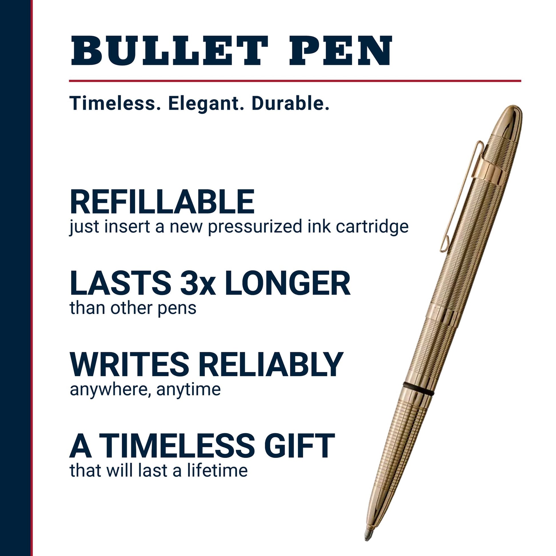 Fisher Space Pen Lacquered Brass Pressurized Ballpoint Bullet Pen, Gift Box