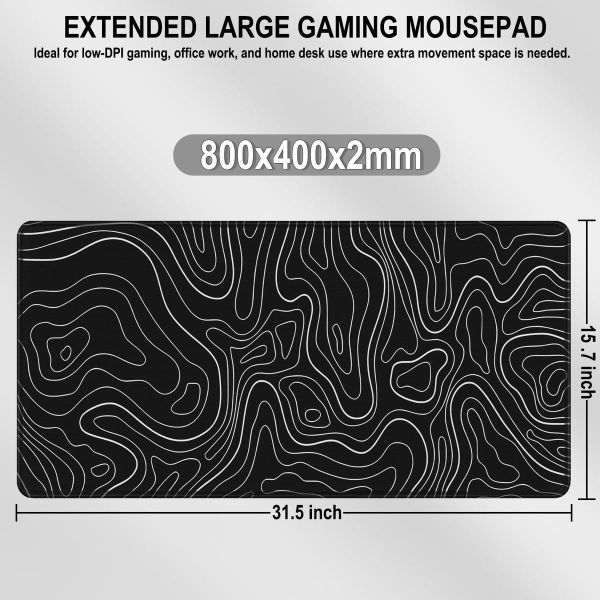 Mousepad, 31.5 x 15.7 in Large Gaming Mouse Pad with Stitched Edge, Extended Desk Mat with Non-Slip