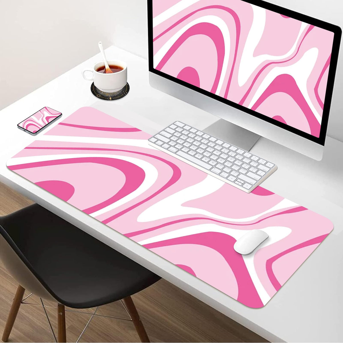 Large Desk Mat 35.4" x 15.7", PU Leather Desk Mats Mouse Pad Protector, Large Mouse Pad Non-Slip